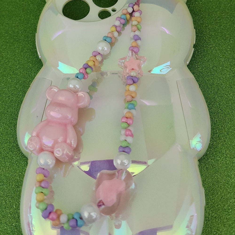 Fun Pink with Bear Beaded Strap